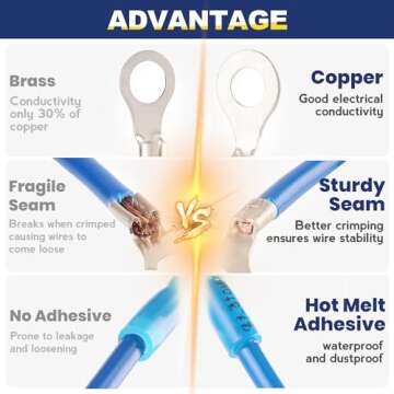 haisstronica 260PCS Marine Grade Heat Shrink Ring Connectors-Heat Shrink Wire Connectors Tinned Red ...