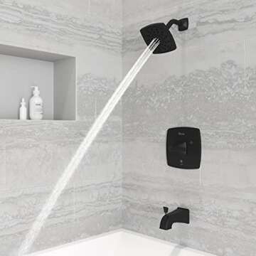 Pfister Bellance Tub & Shower Trim Kit, Valve & Cartridge Included, Single Handle, , Matte Black Finish, 8P8WS2BLLSB