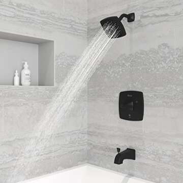 Pfister Bellance Tub & Shower Trim Kit, Valve & Cartridge Included, Single Handle, , Matte Black Finish, 8P8WS2BLLSB
