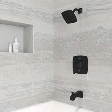 Pfister Bellance Tub & Shower Trim Kit, Valve & Cartridge Included, Single Handle, , Matte Black Finish, 8P8WS2BLLSB
