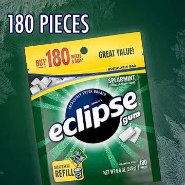 ECLIPSE Spearmint Chewing Gum Sugar Free, Sugar-Free Gum Bulk, 8.8-Ounce, 180 Piece Bag