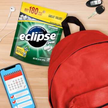 ECLIPSE Spearmint Chewing Gum Sugar Free, Sugar-Free Gum Bulk, 8.8-Ounce, 180 Piece Bag