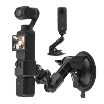 BRDRC Pocket 3 Suction Cup Mount, Windshield Window Dash Holder Kit with Expansion Adapter for Insta360 X3 X4 X2 Go 3S for GoPro Max Mini Hero 13 12 11 10 9 8 7 6 Pocket 3 2 Action 5 Pro 4 Accessories