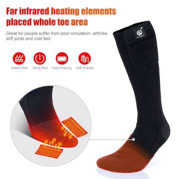 SNOW DEER Heated Socks for Men & Women Battery Socks Powered Thermal Ski Socks Winter Foot Warmer with Temperature Control Long Socks for Skiing Hiking Hunting Motorcycling Riding