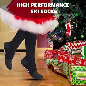 SNOW DEER Heated Socks for Men & Women Battery Socks Powered Thermal Ski Socks Winter Foot Warmer with Temperature Control Long Socks for Skiing Hiking Hunting Motorcycling Riding
