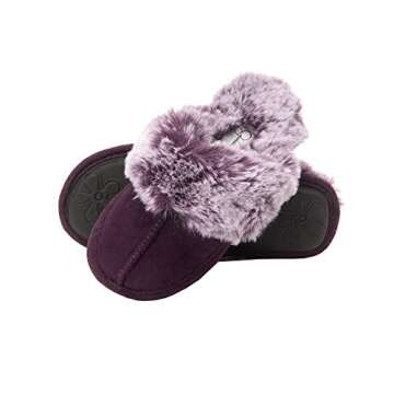 Jessica Simpson Girls Comfy Slippers - Cute Faux Fur Slip-On Shoes Memory Foam House Slipper, Purple...