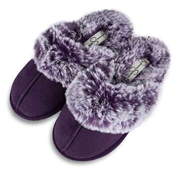 Jessica Simpson Girls Comfy Faux Fur Slippers for Kids