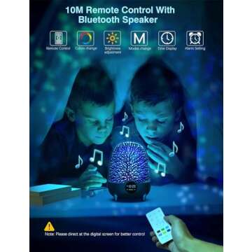 Eyesound Night Light Bluetooth Speaker with Alarm Clock, Portable Bluetooth Speaker Lamps, 3D Glass Dimmable LED 7 Color Changing Bedside Lamp for Bedroom, Best Gifts for Kids Teens Boys Girls 12-18