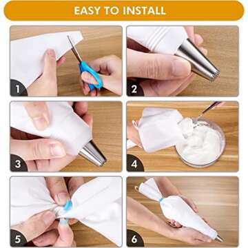 Premium Large Piping Bags and Tips Set - 7 Icing Tips for Cake Decorating - Cotton Icing Bag - Coupler I Professional Cupcake, Decorating Piping Tips