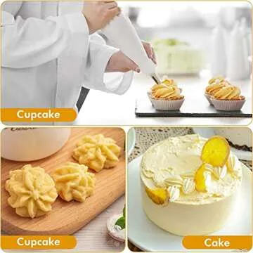 Premium Large Piping Bags and Tips Set - 7 Icing Tips for Cake Decorating - Cotton Icing Bag - Coupler I Professional Cupcake, Decorating Piping Tips