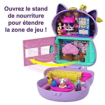 Polly Pocket Compact Playset, Sushi Shop Cat with 2 Micro Dolls & Accessories, Travel Toys with Surprise Reveals