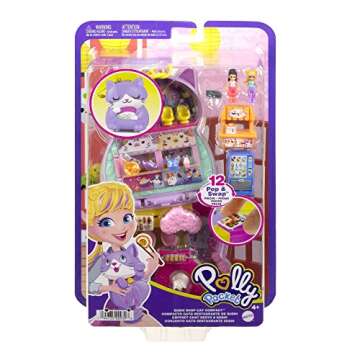 Polly Pocket Compact Playset, Sushi Shop Cat with 2 Micro Dolls & Accessories, Travel Toys with Surprise Reveals