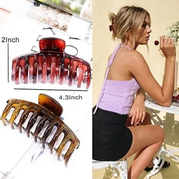 Big Claw Hair Clips for Women Thick Hair, 4.3’’ Jumbo Hair Clips Strong Hold Jaw Hair Clips Hair Catch Barrette Large Banana Clips Hair Styling Accessories(6 Packs)