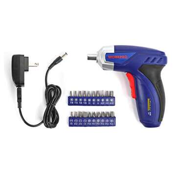 WORKPRO 125-Piece Household Tool Kit – 3.6V Rechargeable Screwdriver & Home Repair Basic Tool Set ...