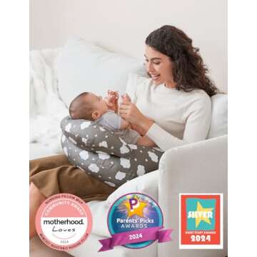 Momcozy Nursing Pillow for Breastfeeding, Original Plus Size Breastfeeding Pillows for More Support for Mom and Baby, with Adjustable Waist Strap and Removable Cotton Cover, Grey