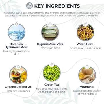 Hyaluronic Acid Face Serum - Hydrating Anti Wrinkle Anti Aging Facial Serum - With Vitamin C and E, Green Tea, Jojoba Oil - Natural and Organic - 1 Oz by Foxbrim Naturals