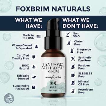 Hyaluronic Acid Face Serum - Hydrating Anti Wrinkle Anti Aging Facial Serum - With Vitamin C and E, Green Tea, Jojoba Oil - Natural and Organic - 1 Oz by Foxbrim Naturals