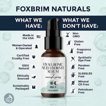 Hyaluronic Acid Face Serum - Hydrating Anti Wrinkle Anti Aging Facial Serum - With Vitamin C and E, Green Tea, Jojoba Oil - Natural and Organic - 1 Oz by Foxbrim Naturals