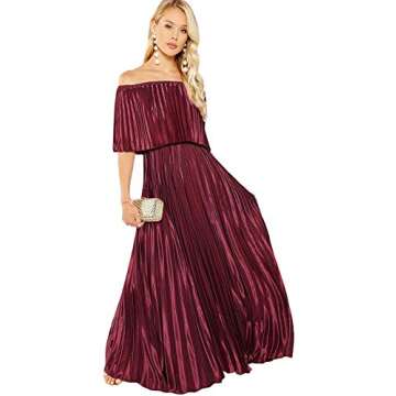 Milumia Women's Casual Off The Shoulder Layered Ruffle Nurse Maternity Long Maxi Dress Burgundy Medium
