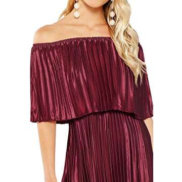 Milumia Women's Casual Off The Shoulder Layered Ruffle Nurse Maternity Long Maxi Dress Burgundy Medium