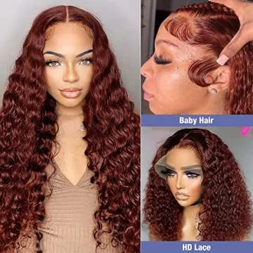 EAGERA Reddish Brown Lace Front Wig for Women with Deep Waves