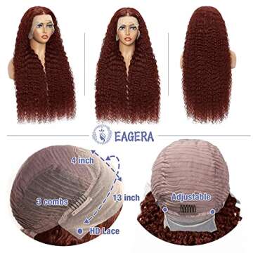 EAGERA Reddish Brown Lace Front Wig for Women with Deep Waves