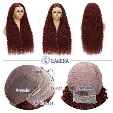 EAGERA Reddish Brown Lace Front Wig for Women with Deep Waves