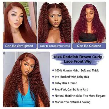 EAGERA Reddish Brown Lace Front Wig for Women with Deep Waves