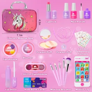 Meland Toddler Makeup Kit with Purse for Girls