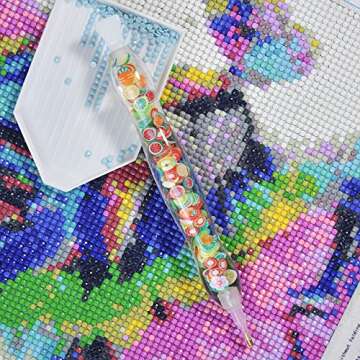 RECORDARME Diamond Art Pen, Resin Diamond Painting Pen Tools Accessories, Ergonomic Design Shiny Diamond Dot Pens(Colorful Lemon)