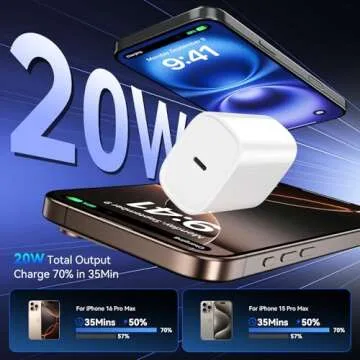 iPhone 16 15 Pro Charger Fast Charging, 20W USB C Fast Charger Block with 10ft Long Type C Chargers ...