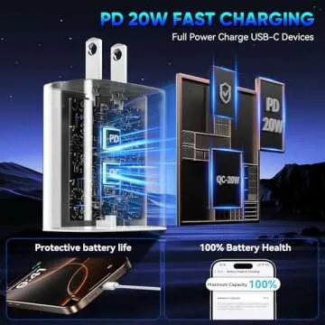 iPhone 16 15 Pro Charger Fast Charging, 20W USB C Fast Charger Block with 10ft Long Type C Chargers Fast Charging Cable Cord for iPhone 16/16 Pro/16 Pro Max/16 Plus 15/15 Pro/15 Pro Max, S24 Ultra