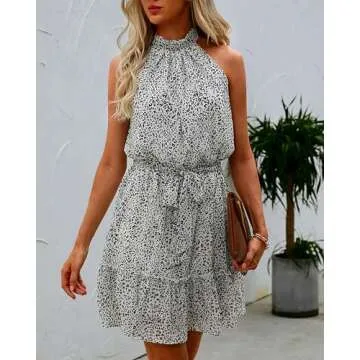 Stylish BTFBM Halter Neck Summer Dress for Women