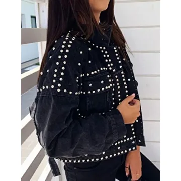 Trendy APAFES Women's Crop Fringe Denim Jacket