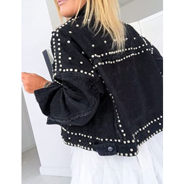 Trendy APAFES Women's Crop Fringe Denim Jacket