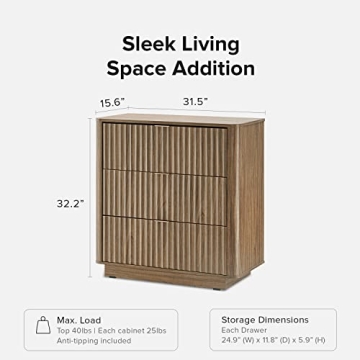 Mopio Brooklyn 3 Drawer Dresser - Mid Century Modern Design