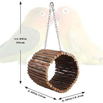 Bird Parrot Swing Toys, Hanging Bird Tree Caves, Natural Apple Wood Parrot Hammock, Bird Cage Accessories, Suitable for Little Bird Parakeets Cockatiels Lovebirds Hamster Rat (6.49" in Diameter)