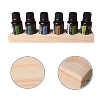 Meao 4 Pcs 1-Tier Wooden Essential Oil Display Storage Organizer Holder Stand - 6 Slots Natural Hard...