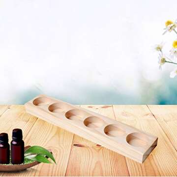 Meao 4 Pcs 1-Tier Wooden Essential Oil Display Storage Organizer Holder Stand - 6 Slots Natural Hard Pine Wood Rack - Holds up to 6 Aromatherapy Bottles - Ideal Gift Presentation Shelf #3