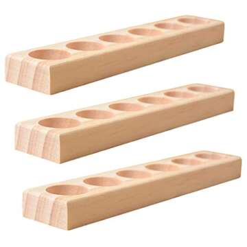 Meao 4 Pcs 1-Tier Wooden Essential Oil Display Storage Organizer Holder Stand - 6 Slots Natural Hard Pine Wood Rack - Holds up to 6 Aromatherapy Bottles - Ideal Gift Presentation Shelf #3