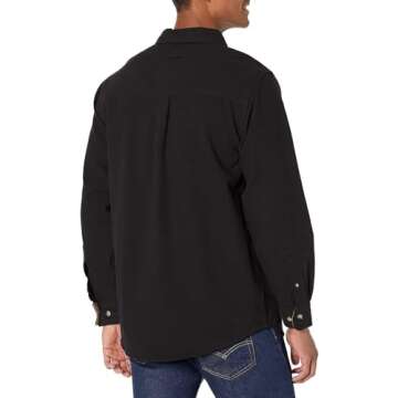 Legendary Whitetails Men's Standard Buck Camp Flannel, Long Sleeve Plaid Button Down Casual Shirt, Corduroy Cuffs, Black Heather, Medium