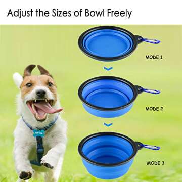 MXZONE 3 Collapsible Silicone Dog Bowl, Foldable Expandable Cup Dish for Small Pet Cat Food Water Feeding Portable Travel Bowl, Pet ID-Tag