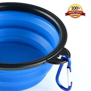 MXZONE 3 Collapsible Silicone Dog Bowl, Foldable Expandable Cup Dish for Small Pet Cat Food Water Feeding Portable Travel Bowl, Pet ID-Tag