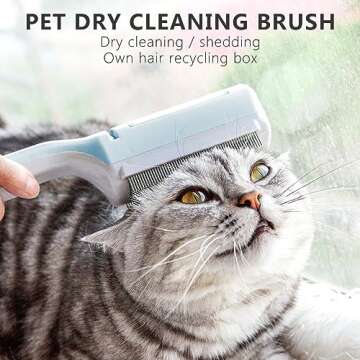 Miwoowim Pet Dry Cleaning Brush for Short or Long Haired Cats/Dogs Hair no Water, Sticky Brush for Shedding and Grooming, for Indoor Cats,Rabbit Cat Comb Removes Loose Fur