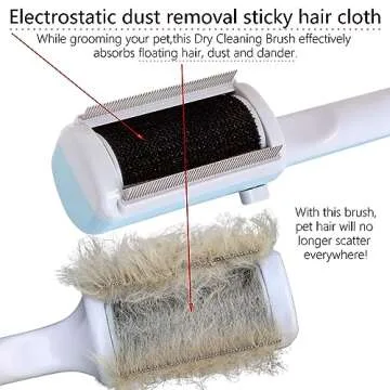 Miwoowim Pet Dry Cleaning Brush for Short or Long Haired Cats/Dogs Hair no Water, Sticky Brush for Shedding and Grooming, for Indoor Cats,Rabbit Cat Comb Removes Loose Fur