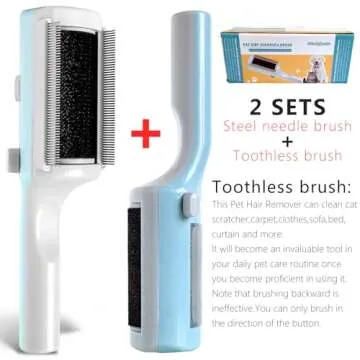 Miwoowim Pet Dry Cleaning Brush for Short or Long Haired Cats/Dogs Hair no Water, Sticky Brush for Shedding and Grooming, for Indoor Cats,Rabbit Cat Comb Removes Loose Fur