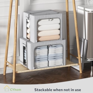 Clothes Storage Bins - Stackable and Clear Window Organizer