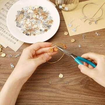 SANNIX 156Pcs/6 Sets Alphabet ABC Letter Charms 3 Styles Capital A-Z Charms DIY Bracelet Necklace Pendants with 200Pcs Open Jump Rings for Jewelry Making (KC Gold & Antique Silver)