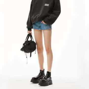 KaroNairy Platform Ankle Boots for Women Chelsea Boots Round Toe Chunky Heel Slip on Lug Sole Short Boots Black 6