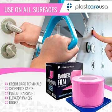 Pink Barrier Film Roll 4"x6" - 6.5nm Thickness Medical Grade Surface Protective Dental Barrier Film for Dental, Medical, Tattoo - Easy Peel, Non-Stick Tape (1 Box of 1200 Sheets) by PlastCare USA